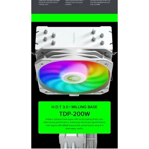 Процесорний кулер GAMEMAX Intel/AMD,TDP 200W,Intel LGA: 20XX/115X/1200/1700;AMD:AM2+/AM3/AM4/AM5 Sigma 540 ARGB WH UA
