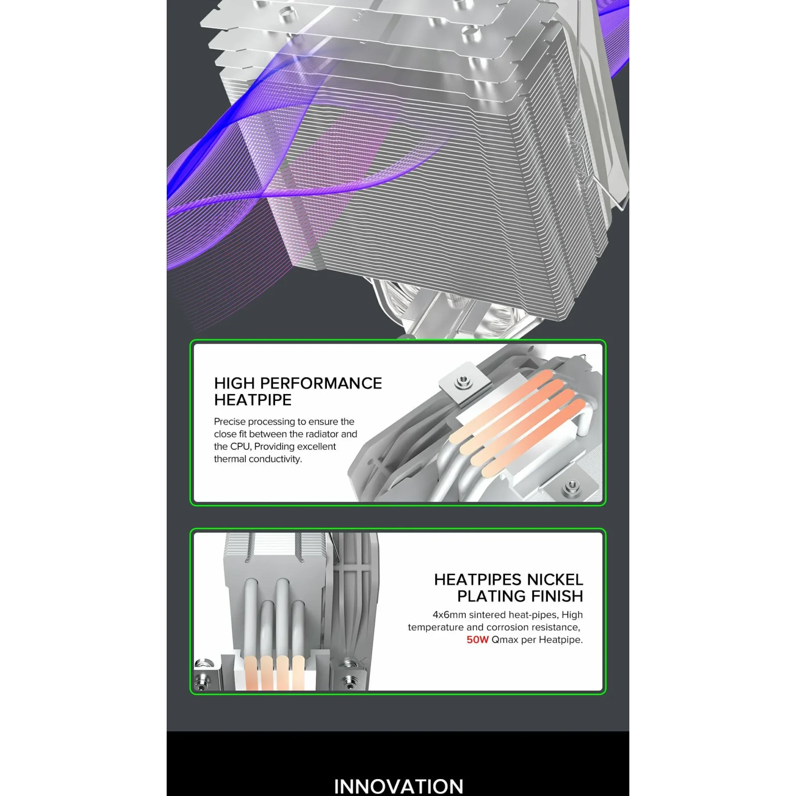Процесорний кулер GAMEMAX Intel/AMD,TDP 200W,Intel LGA: 20XX/115X/1200/1700;AMD:AM2+/AM3/AM4/AM5 Sigma 540 ARGB WH UA