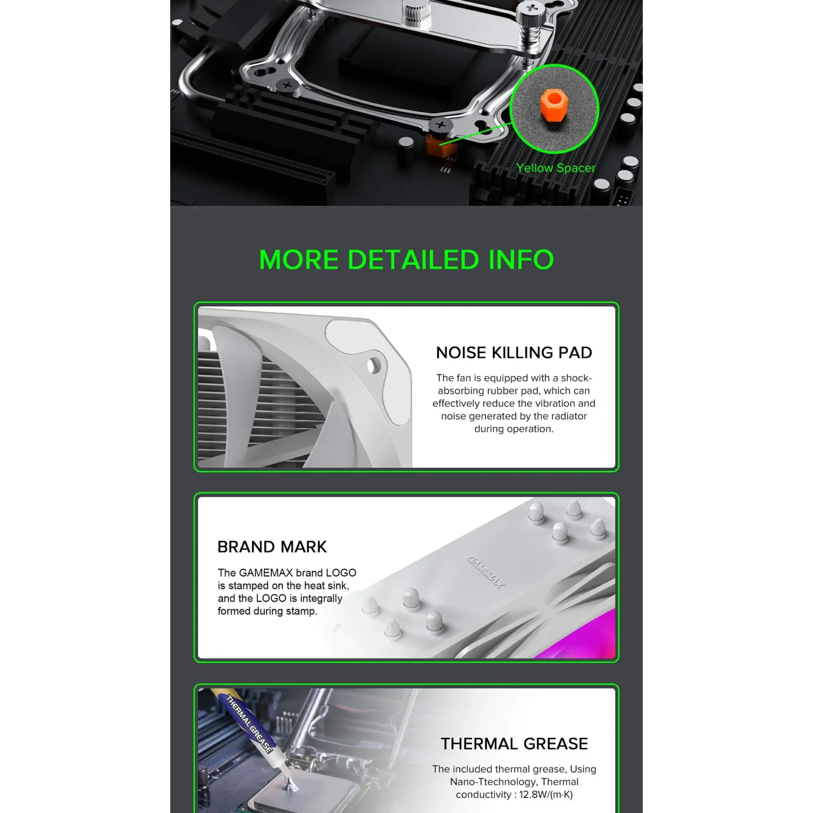 Процесорний кулер GAMEMAX Intel/AMD,TDP 200W,Intel LGA: 20XX/115X/1200/1700;AMD:AM2+/AM3/AM4/AM5 Sigma 540 ARGB WH UA
