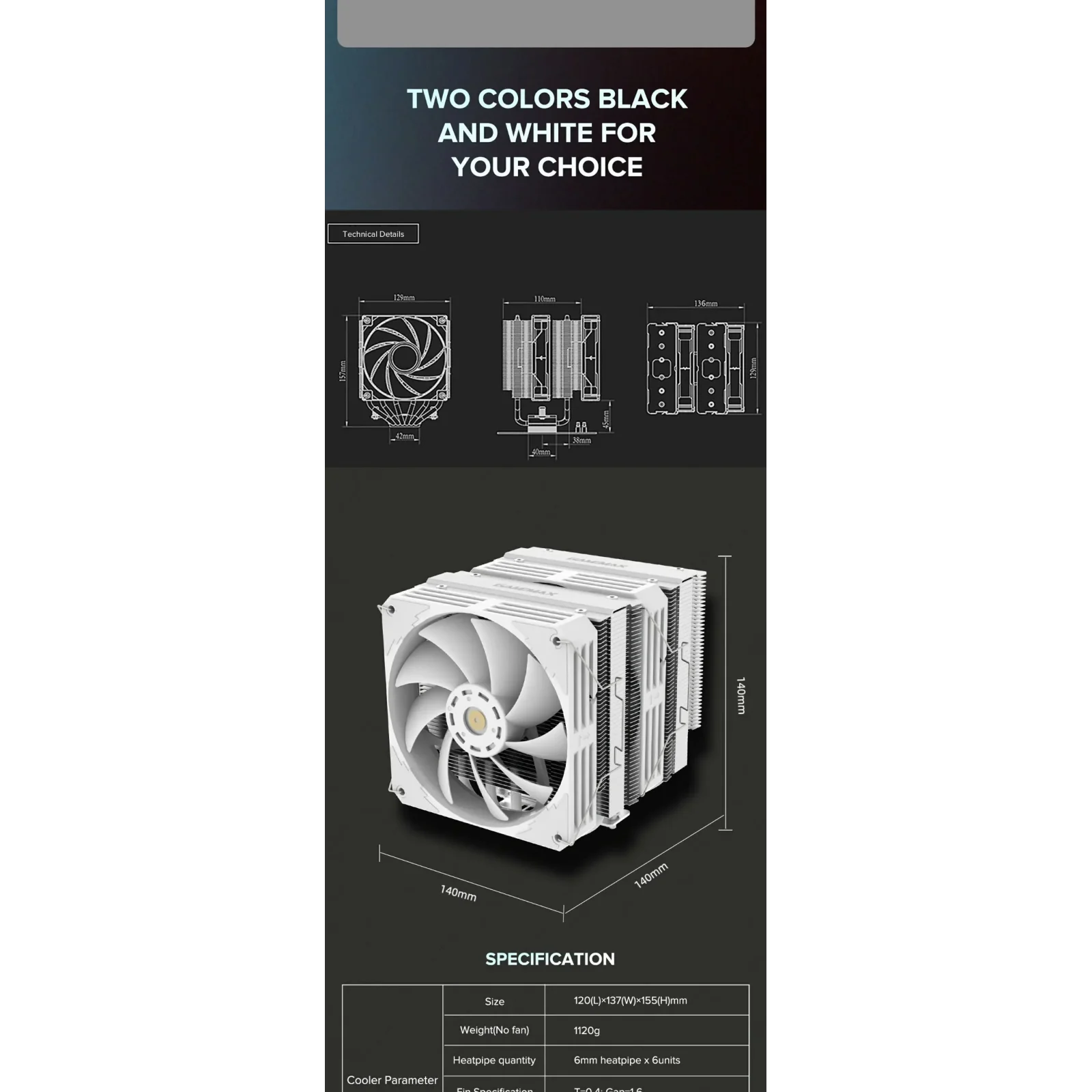 Процесорний кулер GAMEMAX Intel LGA1700/115X/1200 AMD  A M5/AM4TDP 250 Twin 600 Black UA