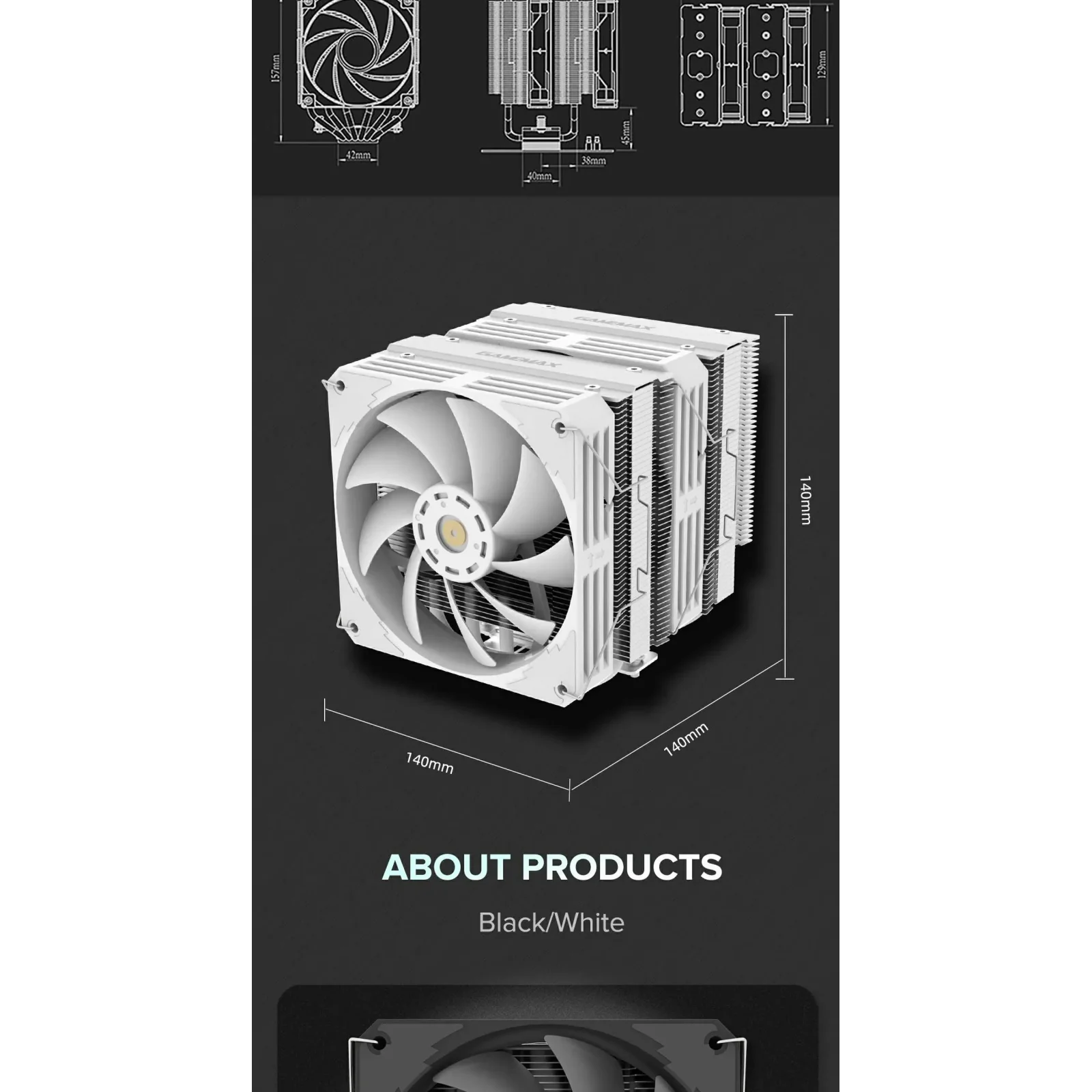 Процесорний кулер GAMEMAX Intel LGA1700/115X/1200 AMD  A M5/AM4TDP 250 Twin 600 Black UA