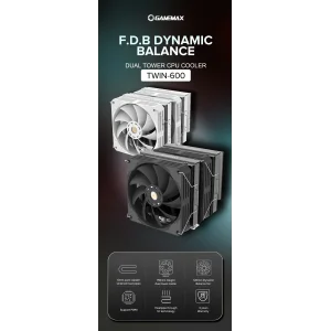 Процесорний кулер GAMEMAX Intel LGA1700/115X/1200 AMD  A M5/AM4TDP 250 Twin 600 Black UA