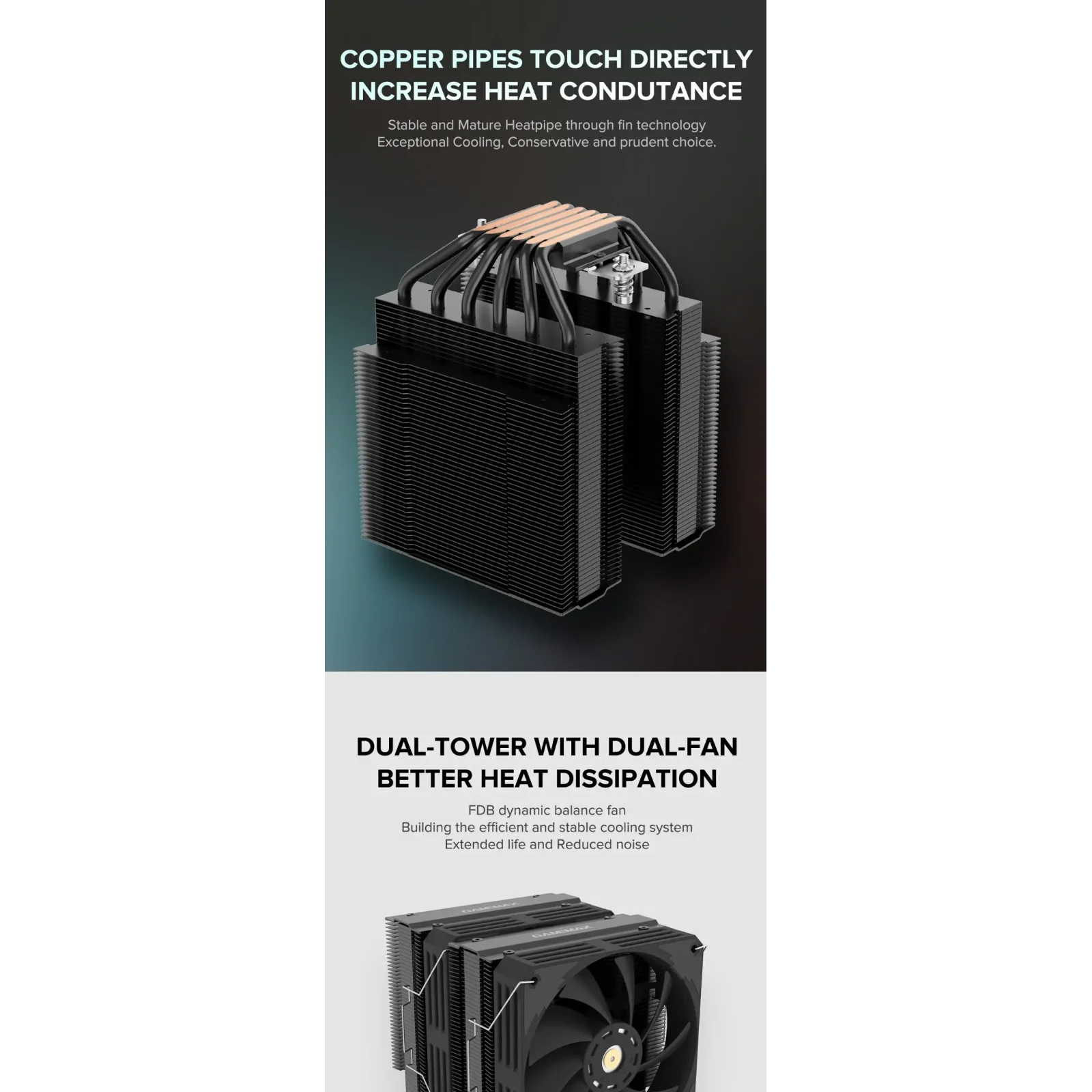Процесорний кулер GAMEMAX Intel LGA1700/115X/1200 AMD  A M5/AM4TDP 250 Twin 600 Black UA