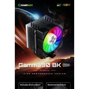 Процесорний кулер GAMEMAX Intel:1851/1700/1366/1200/115X; AMD: AM5/AM4, TDP 150W, Air Flow 48.8 CFM Gamma 90 BK UA
