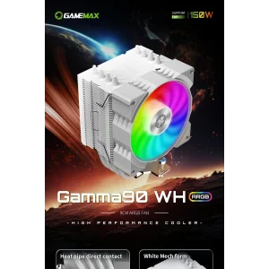 Процесорний кулер GAMEMAX Intel:1851/1700/1366/1200/115X; AMD: AM5/AM4, TDP 150W, Air Flow 48.8 CFM Gamma 90 WH (Gamma 90 WH ) UA