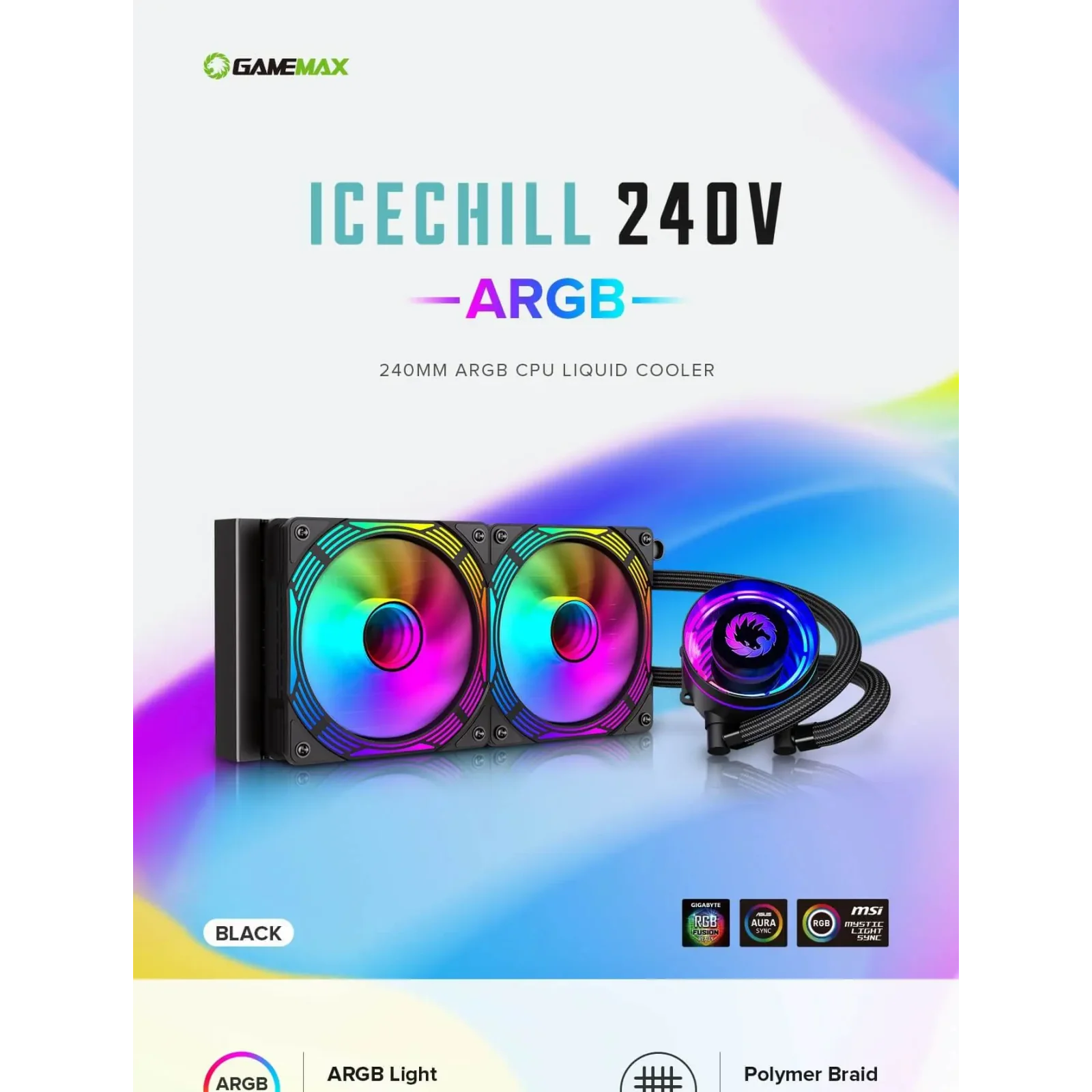 Процессорный кулер GAMEMAX 62.82 CFM, 1.89mmH20, 32dBA, 800 -2000RPM ,water pump: RPM 2300, NOICE 26.9dBA, Con IceChill 240V UA
