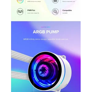 Процессорный кулер GAMEMAX 62.82 CFM, 1.89mmH20, 32dBA, 800 -2000RPM ,water pump: RPM 2300, NOICE 26.9dBA, Con IceChill 240V White UA