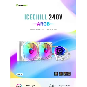 Процессорный кулер GAMEMAX 62.82 CFM, 1.89mmH20, 32dBA, 800 -2000RPM ,water pump: RPM 2300, NOICE 26.9dBA, Con IceChill 240V White UA