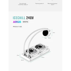 Процессорный кулер GAMEMAX 62.82 CFM, 1.89mmH20, 32dBA, 800 -2000RPM ,water pump: RPM 2300, NOICE 26.9dBA, Con IceChill 240V White UA