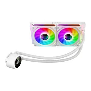 Процессорный кулер GAMEMAX 58.8 CFM, 1.89mmH20, Max: 36.9d B(A), 800-1800RPM ,water pump: RPM 2400, NOICE 26. IceBurg 240 Digital WH UA