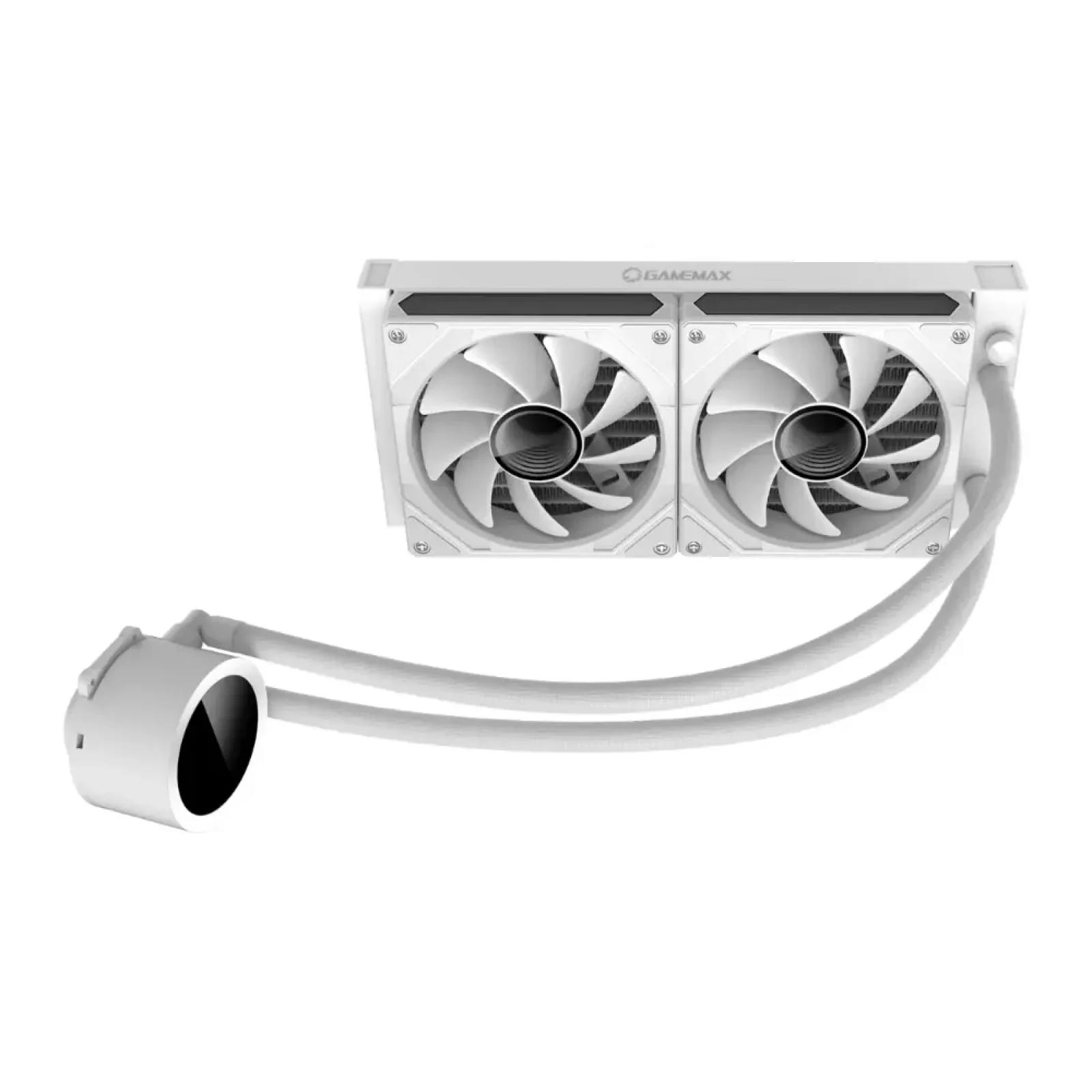 Процессорный кулер GAMEMAX 58.8 CFM, 1.89mmH20, Max: 36.9d B(A), 800-1800RPM ,water pump: RPM 2400, NOICE 26. IceBurg 240 Digital WH UA