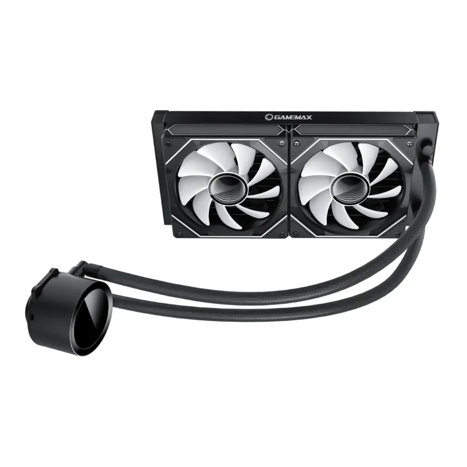Процесорний кулер GAMEMAX 58.8 CFM, 1.89mmH20, Max: 36.9d B(A）, 800-1800RPM ,water pump: RPM 2400, NOICE 26. IceBurg 240 Digital BK UA