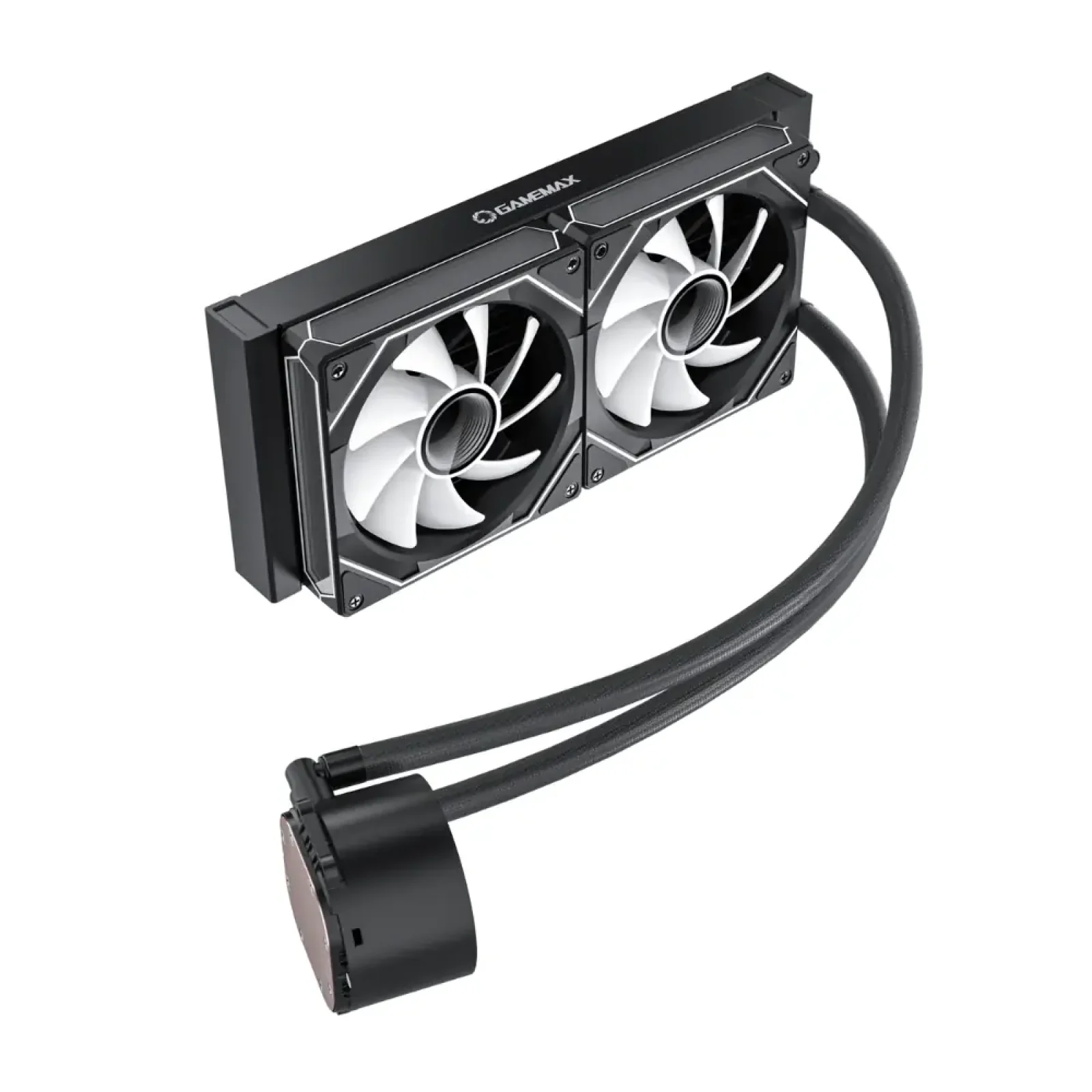 Процесорний кулер GAMEMAX 58.8 CFM, 1.89mmH20, Max: 36.9d B(A）, 800-1800RPM ,water pump: RPM 2400, NOICE 26. IceBurg 240 Digital BK UA