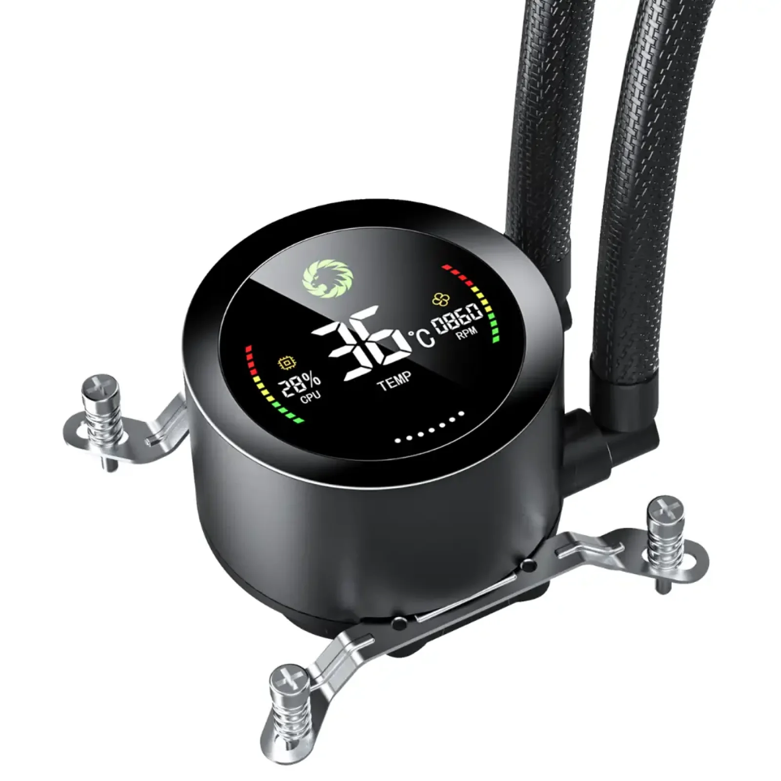 Процесорний кулер GAMEMAX 58.8 CFM, 1.89mmH20, Max: 36.9d B(A）, 800-1800RPM ,water pump: RPM 2400, NOICE 26. IceBurg 240 Digital BK UA