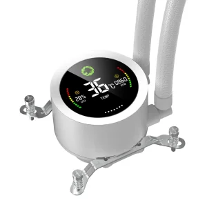Процессорный кулер GAMEMAX 58.8 CFM, 1.89mmH20, Max: 36.9d B(A）, 800-1800RPM ,water pump: RPM 2400, NOICE 26. IceBurg 360 Digital WH UA