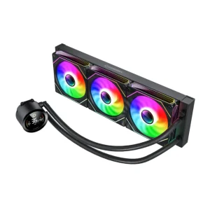 Процессорный кулер GAMEMAX 58.8 CFM, 1.89mmH20, Max: 36.9d B(A）, 800-1800RPM ,water pump: RPM 2400, NOICE 26. IceBurg 360 Digital BK UA