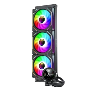 Процессорный кулер GAMEMAX 58.8 CFM, 1.89mmH20, Max: 36.9d B(A）, 800-1800RPM ,water pump: RPM 2400, NOICE 26. IceBurg 360 Digital BK UA
