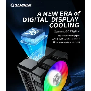 Процесорний кулер GAMEMAX Intel:1851/1700/1366/1200/115X; AMD: AM5/AM4, TDP 190W, Air Flow 48.8 CFM Gamma 90 Digital BK UA