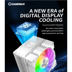 Процесорний кулер GAMEMAX Intel:1851/1700/1366/1200/115X; AMD: AM5/AM4, TDP 190W, Air Flow 48.8 CFM Gamma 90 Digital WH UA
