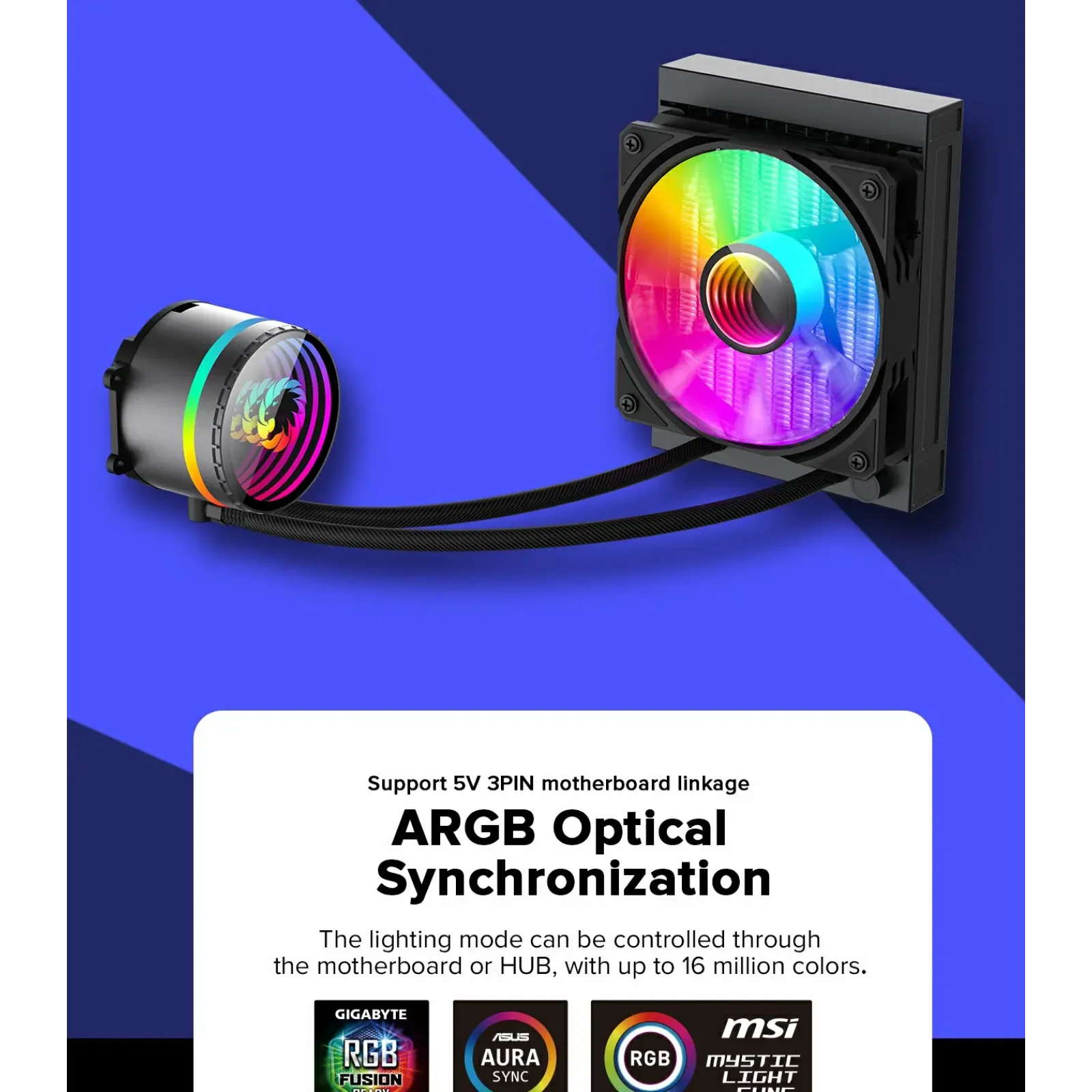 Процесорний кулер GAMEMAX 62.82 CFM, 1.89mmH20, 26.9dBA, 8 00-2000RPM ,water pump: RPM 2300, NOICE 26.9dBA, C Iceburg 120 BK UA