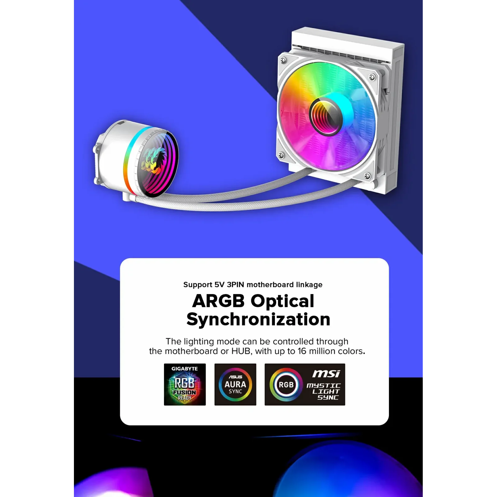 Процесорний кулер GAMEMAX 62.82 CFM, 1.89mmH20, 26.9dBA, 8 00-2000RPM ,water pump: RPM 2300, NOICE 26.9dBA, C Iceburg 120 WH UA