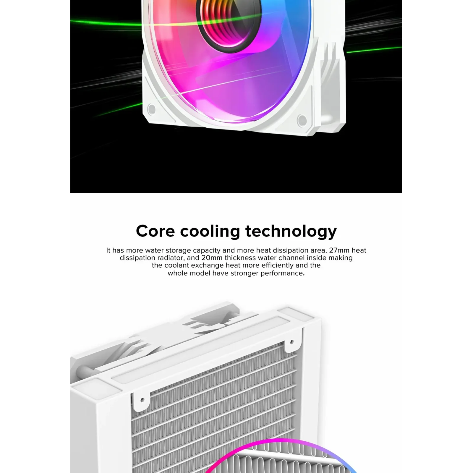 Процесорний кулер GAMEMAX 62.82 CFM, 1.89mmH20, 26.9dBA, 8 00-2000RPM ,water pump: RPM 2300, NOICE 26.9dBA, C Iceburg 120 WH UA
