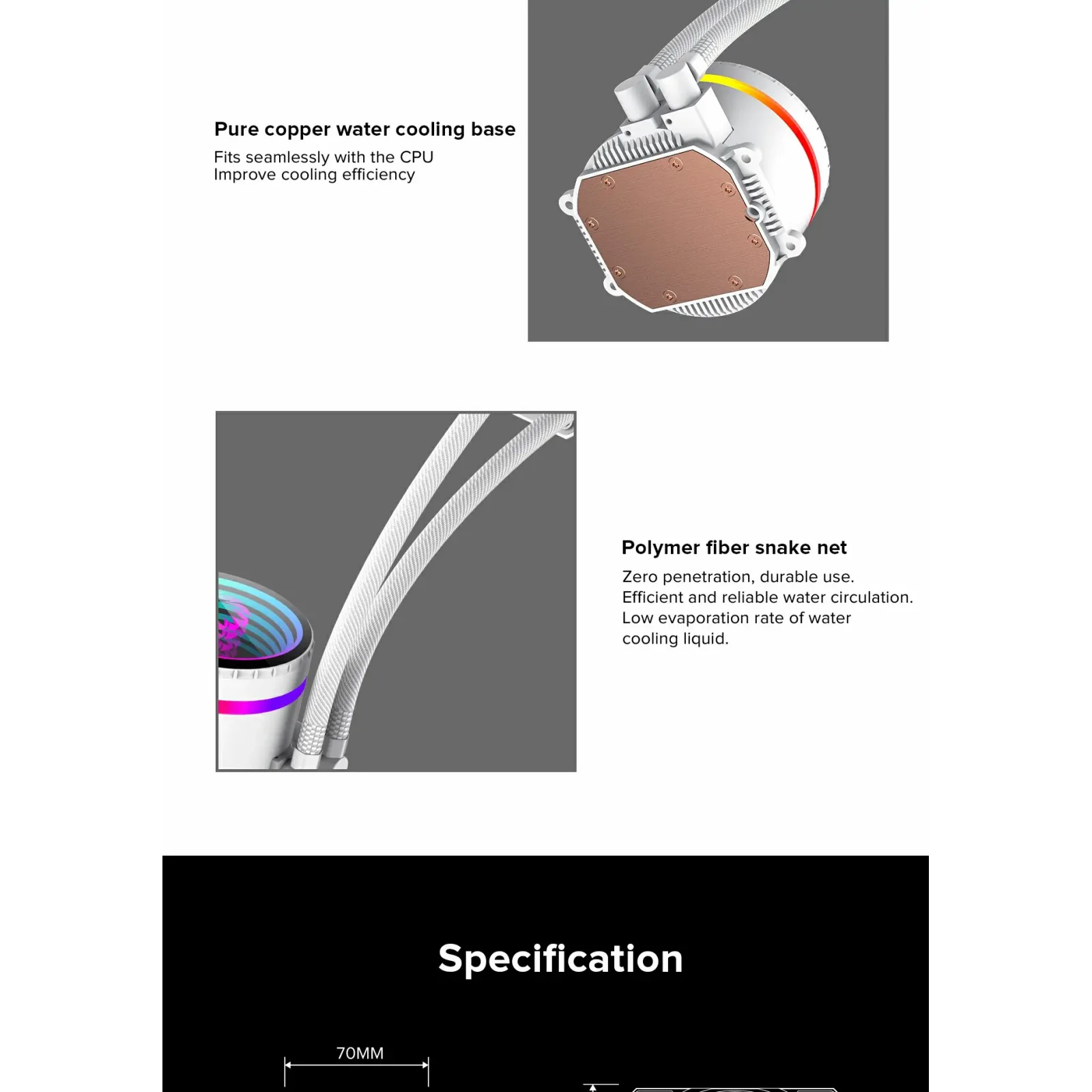 Процесорний кулер GAMEMAX 62.82 CFM, 1.89mmH20, 26.9dBA, 8 00-2000RPM ,water pump: RPM 2300, NOICE 26.9dBA, C Iceburg 120 WH UA