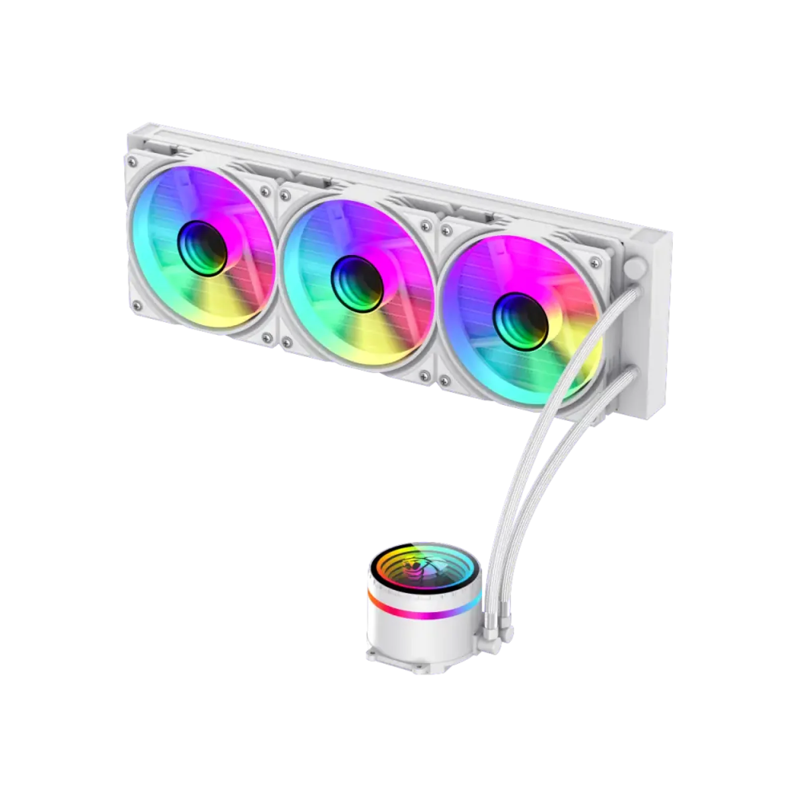 Процесорний кулер GAMEMAX 62.82 CFM, 1.89mmH20, 32dBA, 800 -2000RPM water pump: RPM 2300, NOICE 26.9dBA, Con IceBurg 360 Infinity WH UA