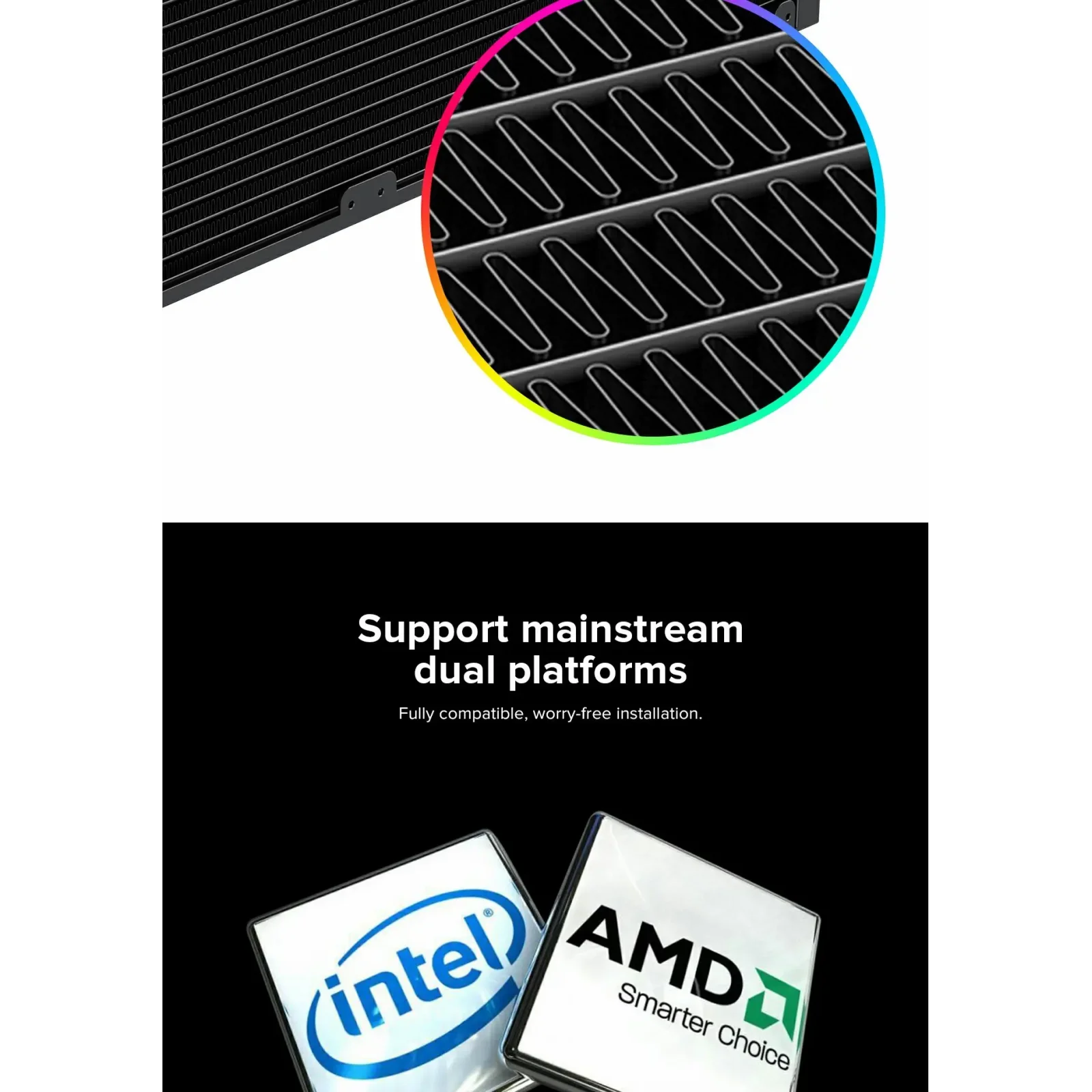 Процесорний кулер GAMEMAX 62.82 CFM, 1.89mmH20, 32dBA, 800 -2000RPM water pump: RPM 2300, NOICE 26.9dBA, Con IceBurg 360 Infinity WH UA