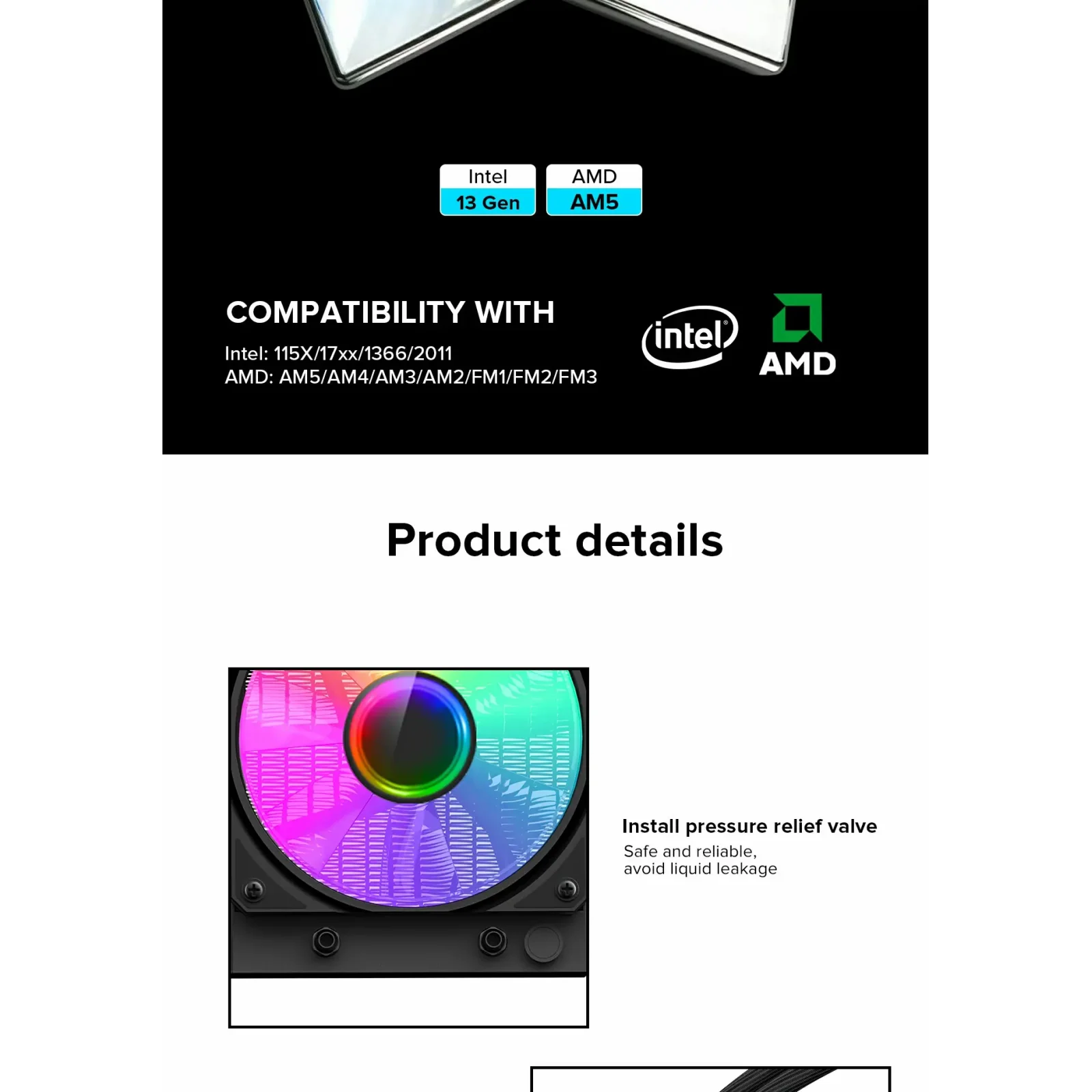 Процесорний кулер GAMEMAX 62.82 CFM, 1.89mmH20, 32dBA, 800 -2000RPM water pump: RPM 2300, NOICE 26.9dBA, Con IceBurg 360 Infinity WH UA