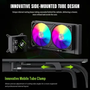 Процессорный кулер GAMEMAX TDP 280 85.82 CFM, 2.23mmH20, Max: 31.5dB(A）, 800-2500RPM ,water pump:NOICE 30.0 GLACIER 240 LCD BK UA