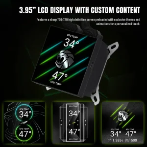 Процессорный кулер GAMEMAX TDP 280 85.82 CFM, 2.23mmH20, Max: 31.5dB(A）, 800-2500RPM ,water pump:NOICE 30.0 GLACIER 240 LCD BK UA