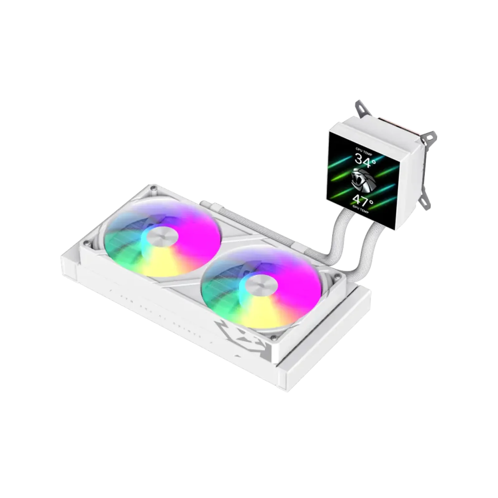 Процессорный кулер GAMEMAX TDP 280 85.82 CFM, 2.23mmH20, Max: 31.5dB(A）, 800-2500RPM ,water pump:NOICE 30.0 GLACIER 240 LCD WH UA