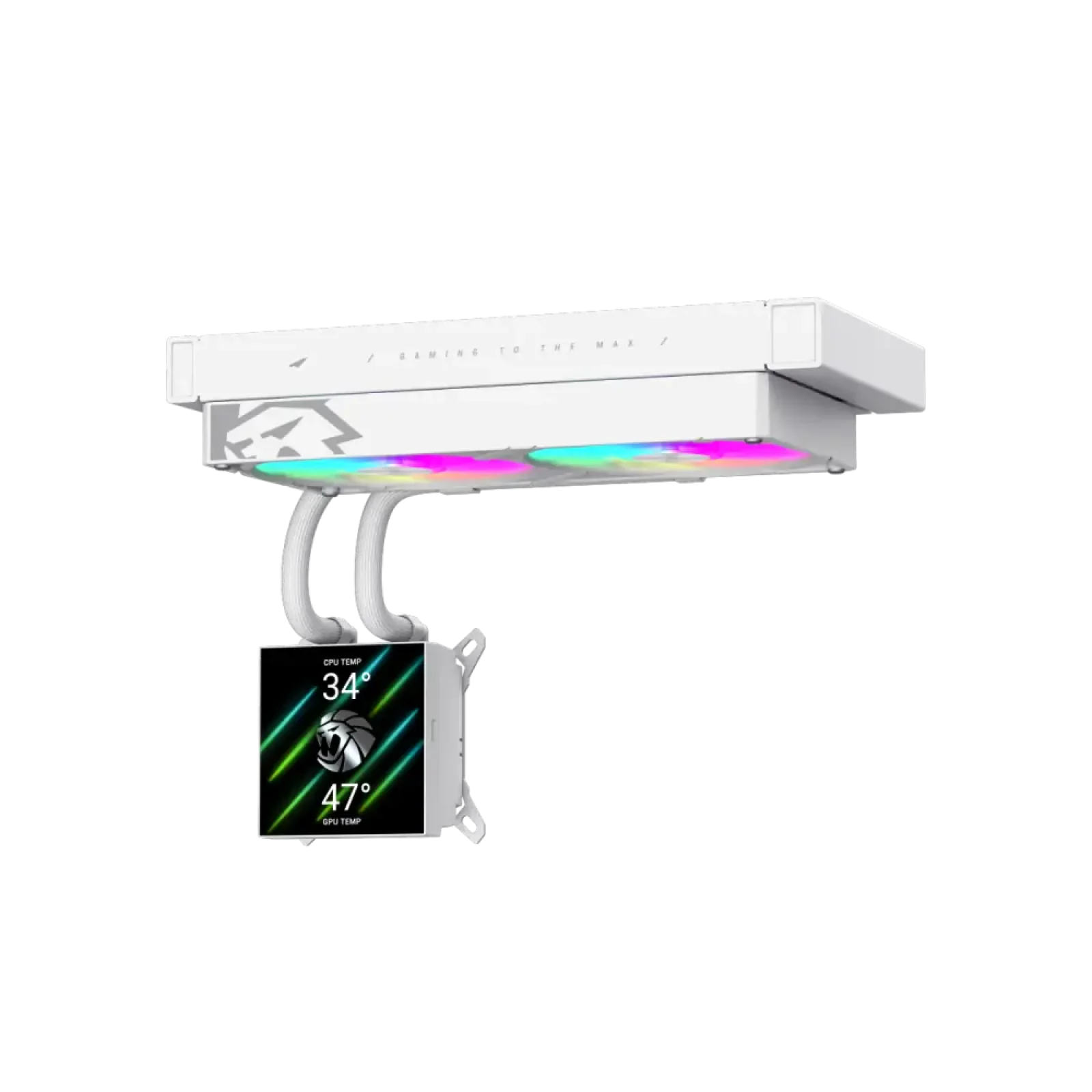 Процессорный кулер GAMEMAX TDP 280 85.82 CFM, 2.23mmH20, Max: 31.5dB(A）, 800-2500RPM ,water pump:NOICE 30.0 GLACIER 240 LCD WH UA