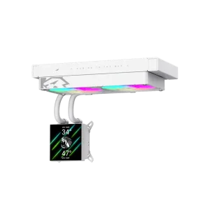 Процессорный кулер GAMEMAX TDP 280 85.82 CFM, 2.23mmH20, Max: 31.5dB(A）, 800-2500RPM ,water pump:NOICE 30.0 GLACIER 240 LCD WH UA