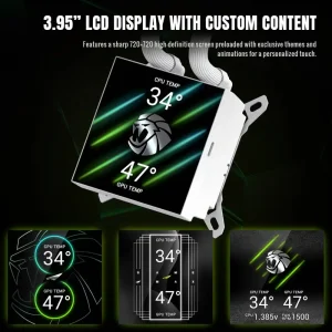 Процессорный кулер GAMEMAX TDP 280 85.82 CFM, 2.23mmH20, Max: 31.5dB(A）, 800-2500RPM ,water pump:NOICE 30.0 GLACIER 240 LCD WH UA