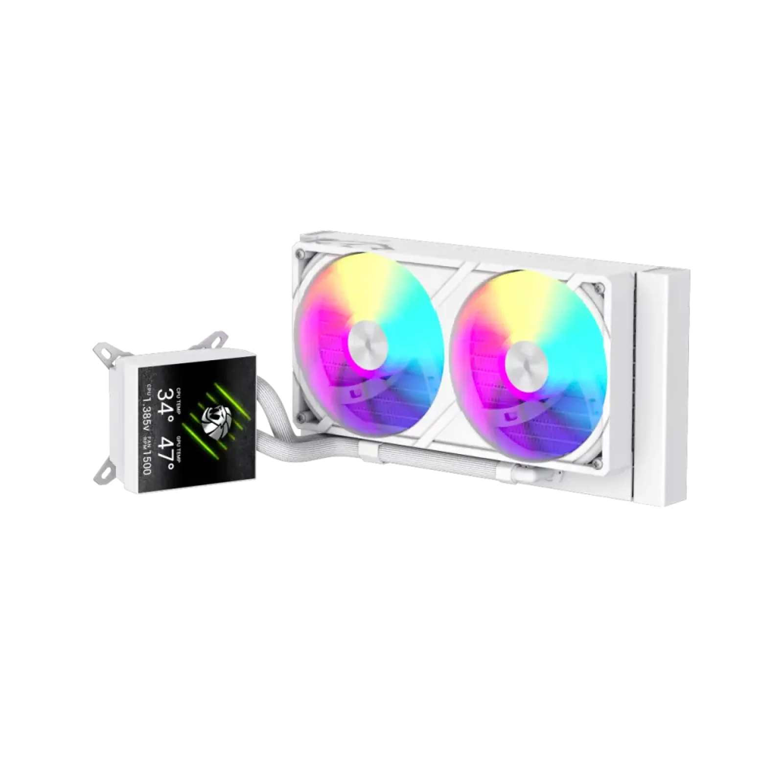 Процессорный кулер GAMEMAX TDP 280 85.82 CFM, 2.23mmH20, Max: 31.5dB(A）, 800-2500RPM ,water pump:NOICE 30.0 GLACIER 240 LCD WH UA