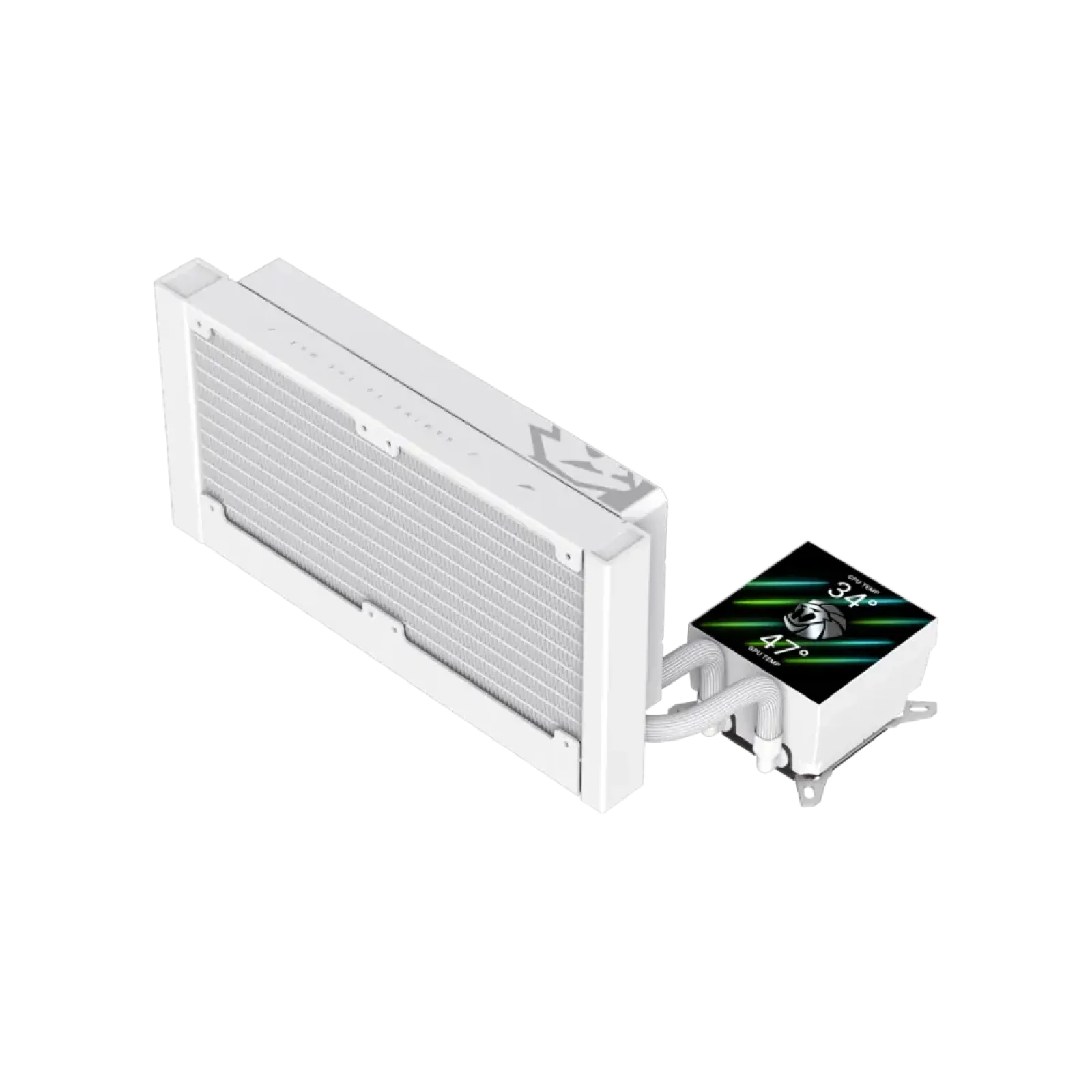 Процессорный кулер GAMEMAX TDP 280 85.82 CFM, 2.23mmH20, Max: 31.5dB(A）, 800-2500RPM ,water pump:NOICE 30.0 GLACIER 240 LCD WH UA