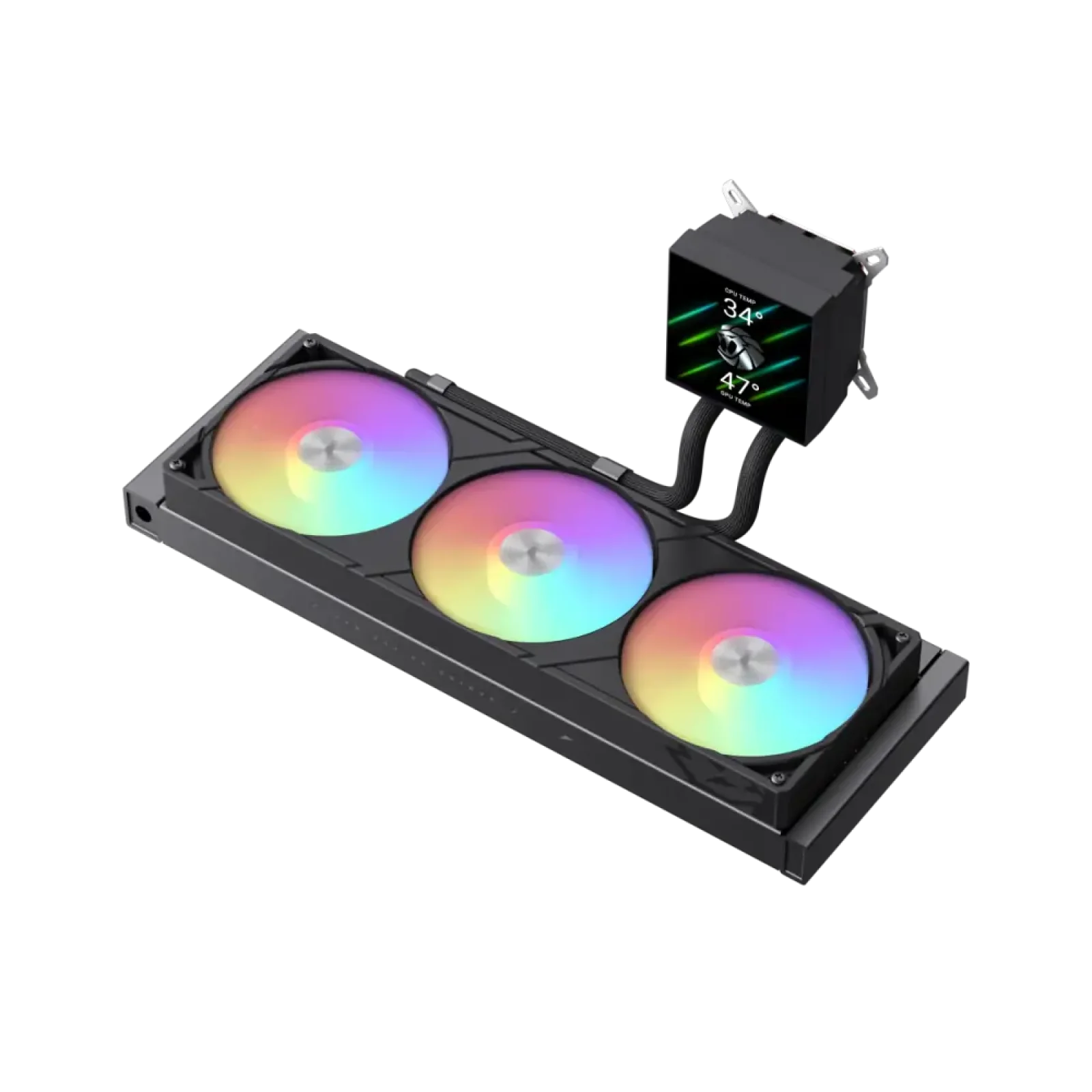 Процессорный кулер GAMEMAX TDP 330 85.82 CFM, 2.23mmH20, Max: 31.5dB(A）, 800-2500RPM ,water pump:NOICE 30.0 GLACIER 360 LCD BK UA