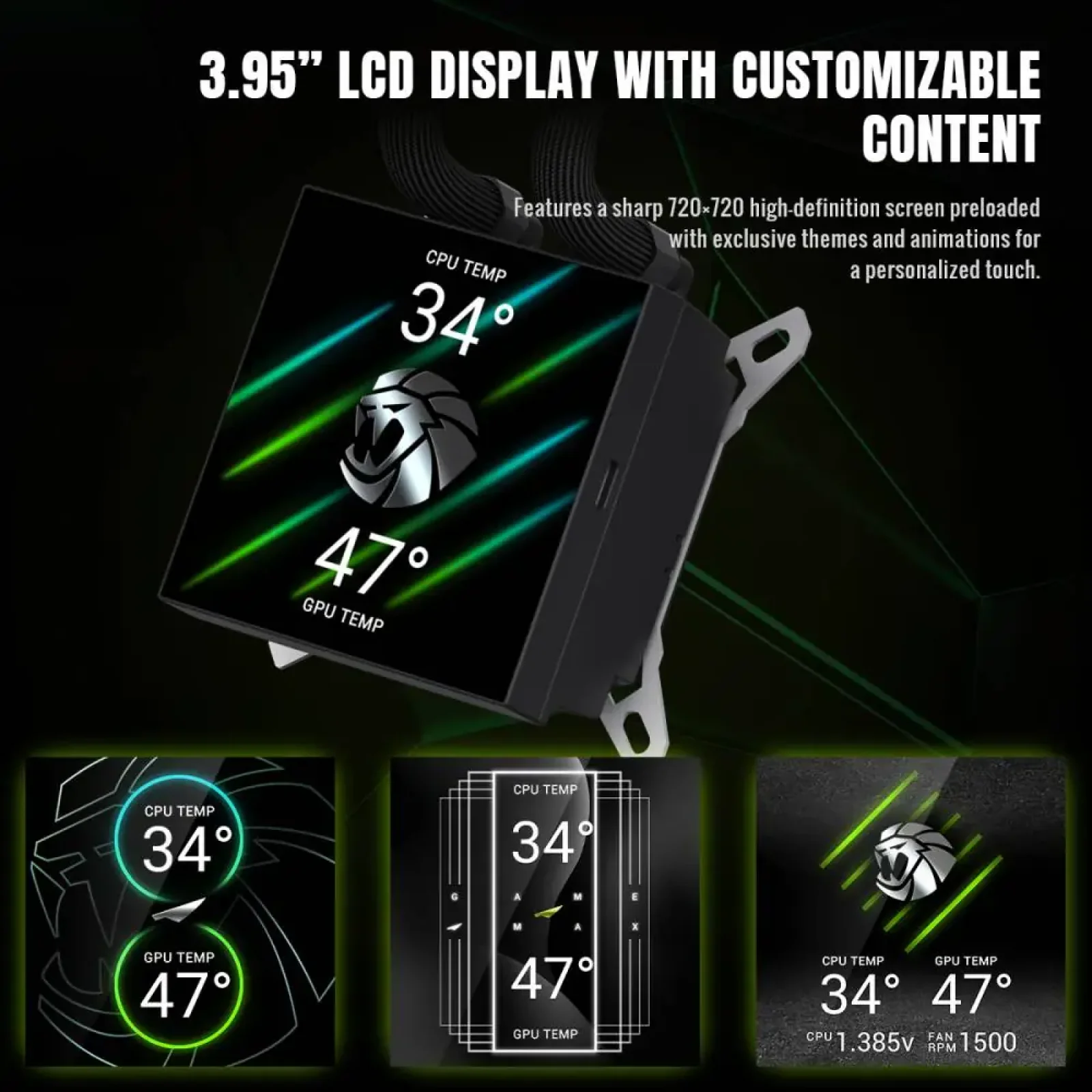 Процессорный кулер GAMEMAX TDP 330 85.82 CFM, 2.23mmH20, Max: 31.5dB(A）, 800-2500RPM ,water pump:NOICE 30.0 GLACIER 360 LCD BK UA