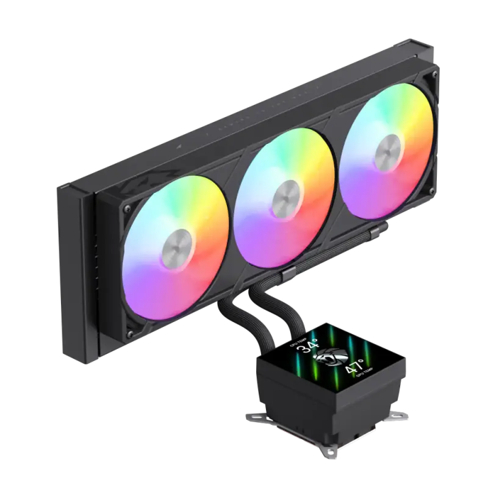 Процессорный кулер GAMEMAX TDP 330 85.82 CFM, 2.23mmH20, Max: 31.5dB(A）, 800-2500RPM ,water pump:NOICE 30.0 GLACIER 360 LCD BK UA