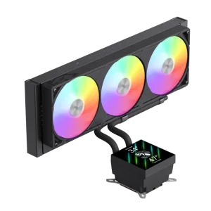 Процессорный кулер GAMEMAX TDP 330 85.82 CFM, 2.23mmH20, Max: 31.5dB(A）, 800-2500RPM ,water pump:NOICE 30.0 GLACIER 360 LCD BK UA