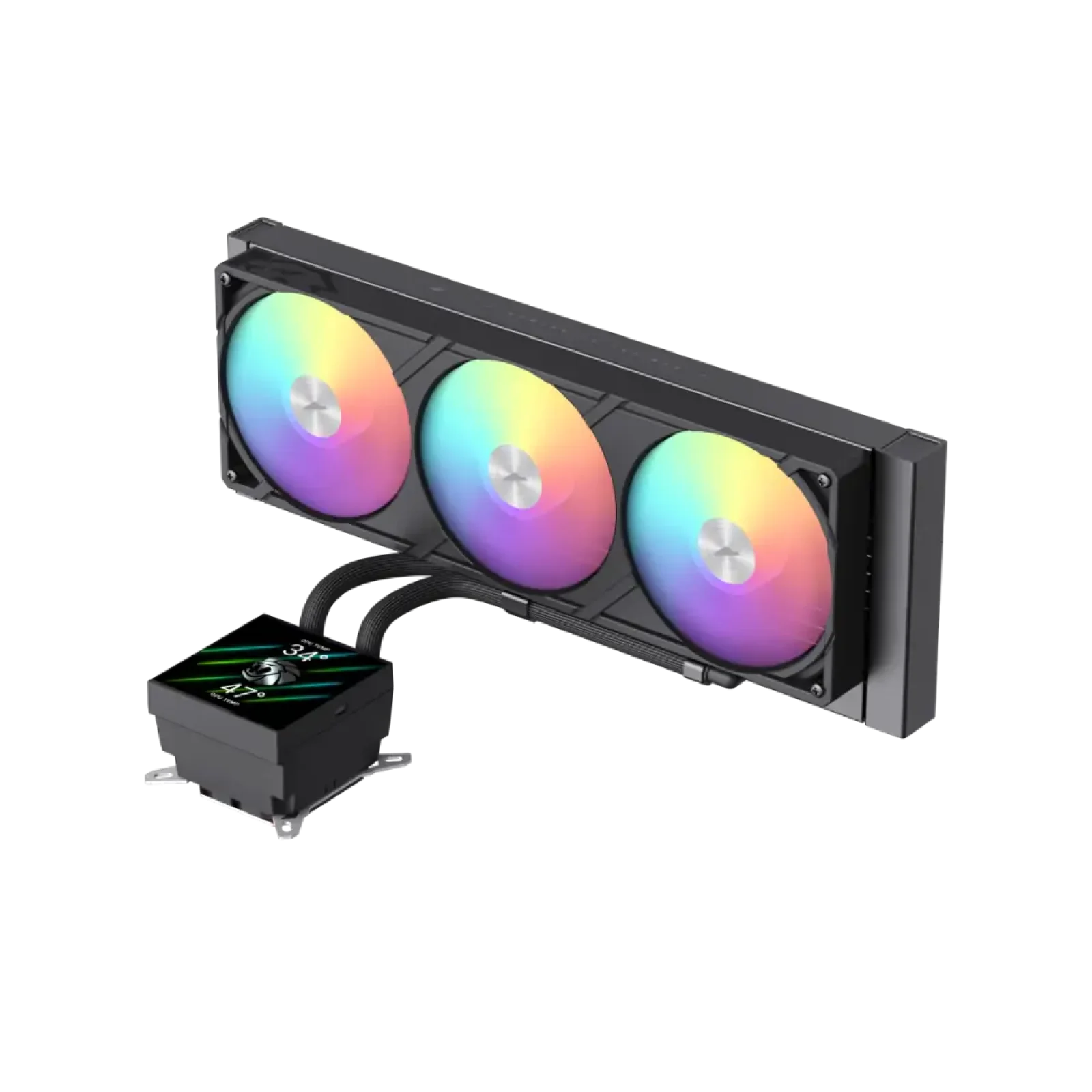 Процессорный кулер GAMEMAX TDP 330 85.82 CFM, 2.23mmH20, Max: 31.5dB(A）, 800-2500RPM ,water pump:NOICE 30.0 GLACIER 360 LCD BK UA