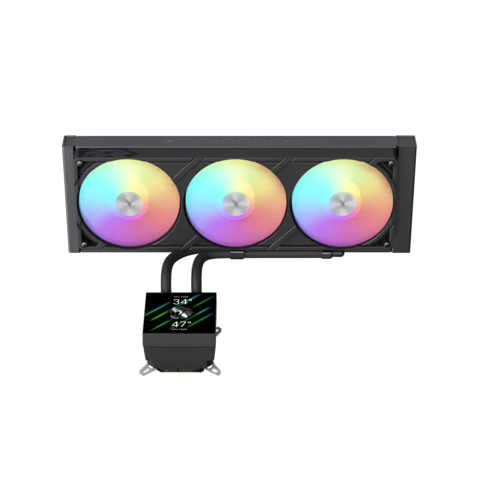 Процессорный кулер GAMEMAX TDP 330 85.82 CFM, 2.23mmH20, Max: 31.5dB(A）, 800-2500RPM ,water pump:NOICE 30.0 GLACIER 360 LCD BK UA