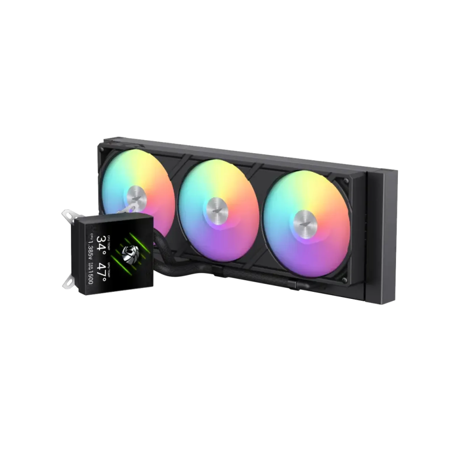 Процессорный кулер GAMEMAX TDP 330 85.82 CFM, 2.23mmH20, Max: 31.5dB(A）, 800-2500RPM ,water pump:NOICE 30.0 GLACIER 360 LCD BK UA