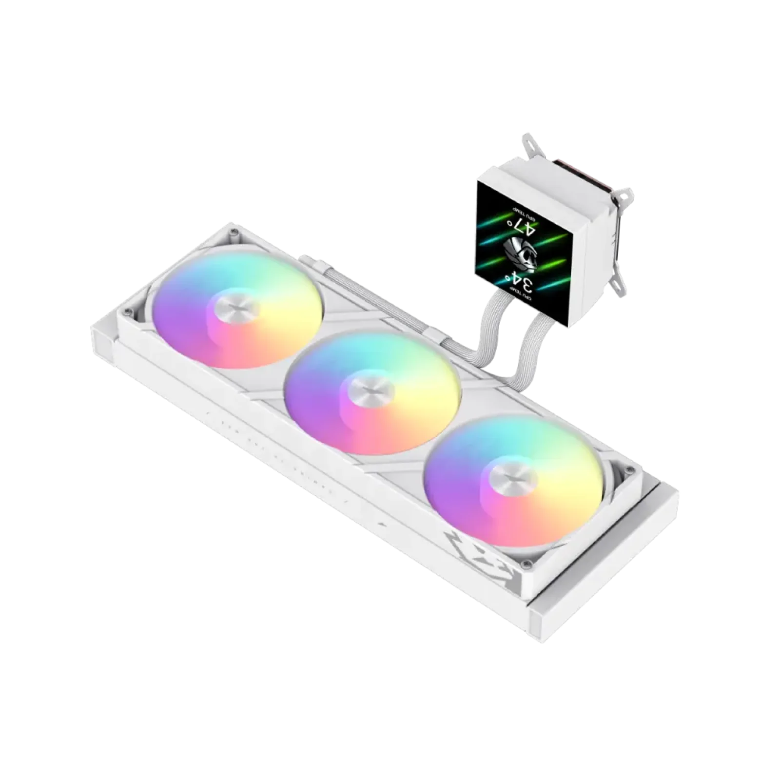 Процессорный кулер GAMEMAX TDP 330 85.82 CFM, 2.23mmH20, Max: 31.5dB(A）, 800-2500RPM ,water pump:NOICE 30.0 GLACIER 360 LCD WH UA