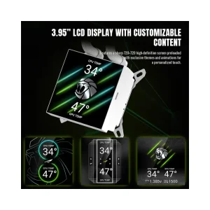 Процессорный кулер GAMEMAX TDP 330 85.82 CFM, 2.23mmH20, Max: 31.5dB(A）, 800-2500RPM ,water pump:NOICE 30.0 GLACIER 360 LCD WH UA