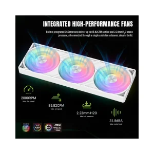 Процессорный кулер GAMEMAX TDP 330 85.82 CFM, 2.23mmH20, Max: 31.5dB(A）, 800-2500RPM ,water pump:NOICE 30.0 GLACIER 360 LCD WH UA