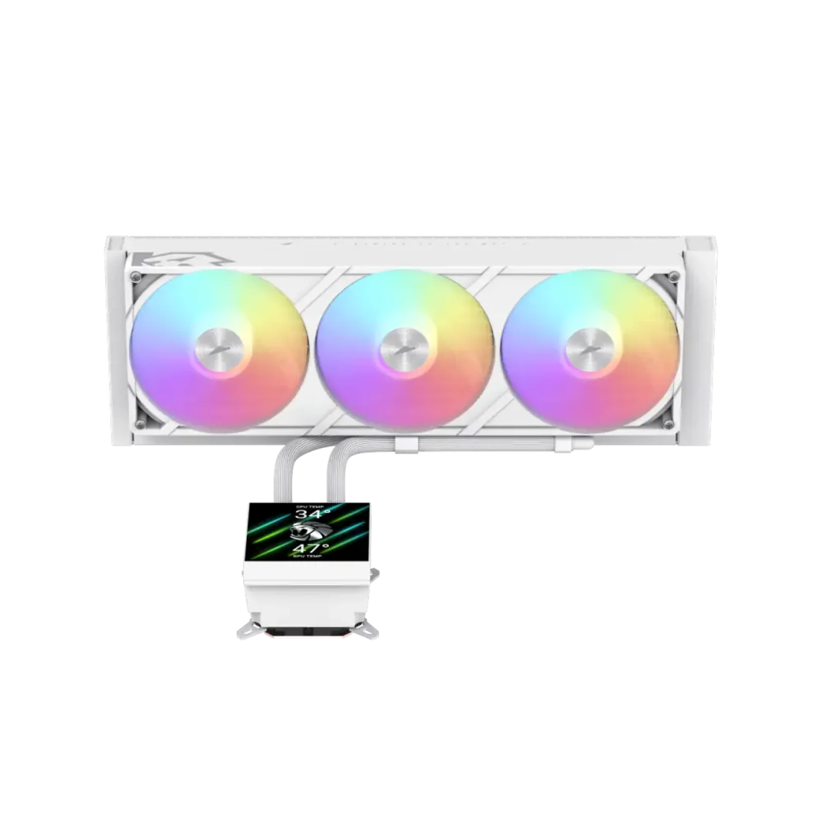 Процессорный кулер GAMEMAX TDP 330 85.82 CFM, 2.23mmH20, Max: 31.5dB(A）, 800-2500RPM ,water pump:NOICE 30.0 GLACIER 360 LCD WH UA