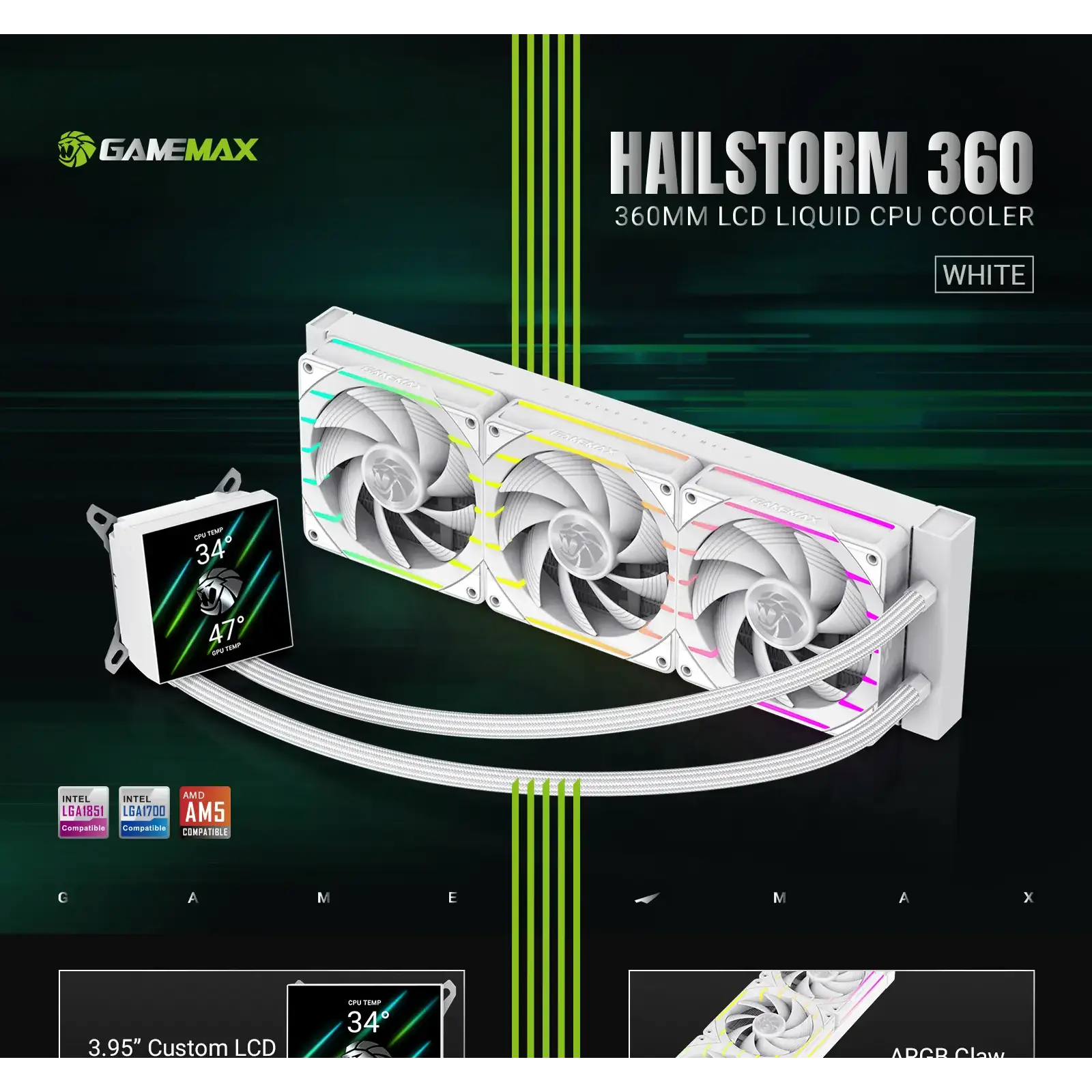 Процесорний кулер GameMax Hailstorm 360 WH (HAILSTORM 360 WH) UA